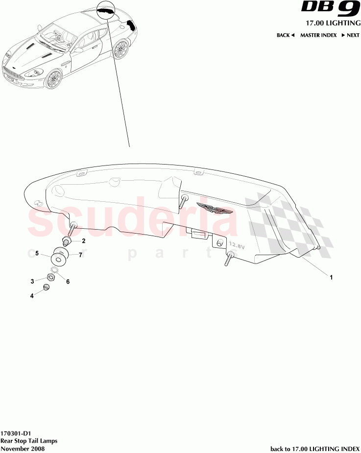 Rear Stop Tail Lamps of Aston Martin Aston Martin DB9 (2004-2012)