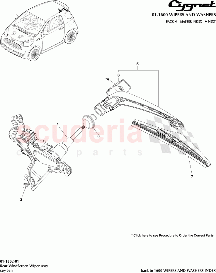 Rear Windscreen WIper Assembly of Aston Martin Aston Martin Cygnet