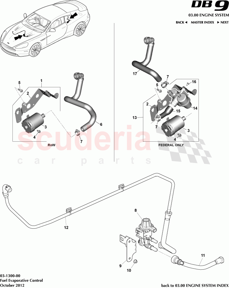 Fuel Evaporative Control of Aston Martin Aston Martin DB9 (2013-2016)