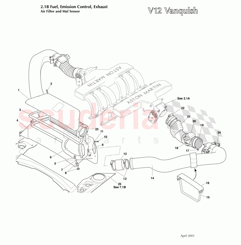 Air Filter and MAF Sensors of Aston Martin Aston Martin Vanquish (2001-2007)