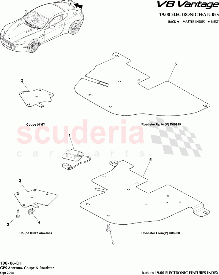 GPS Antenna (Coupe and Roadster) of Aston Martin Aston Martin V8 Vantage