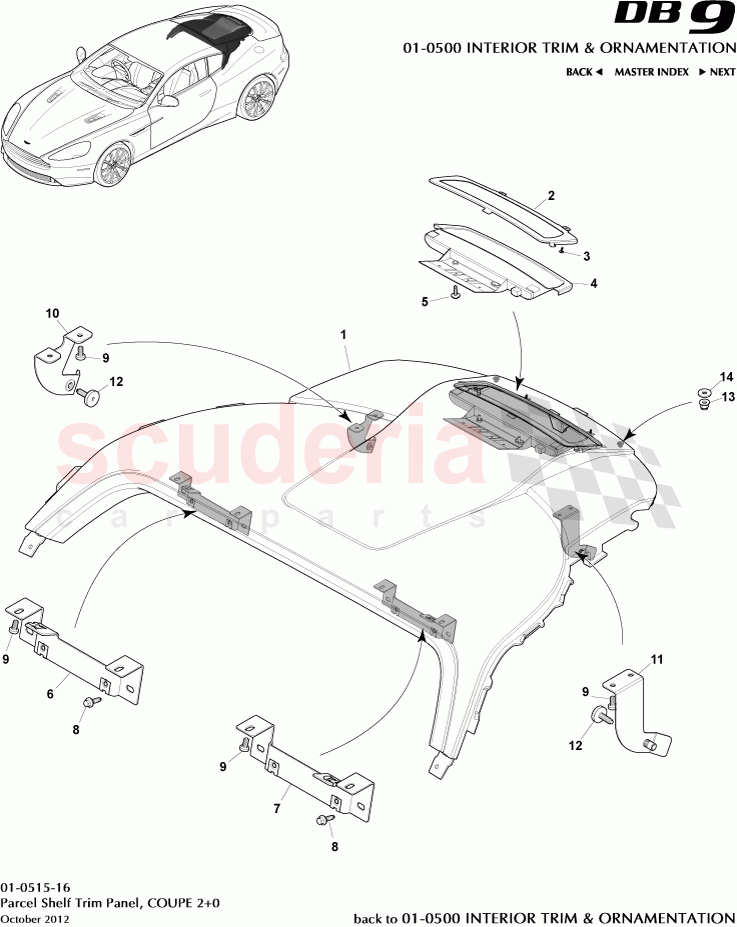 Parcel Shelf Trim Panel, COUPE 2+0 of Aston Martin Aston Martin DB9 (2013-2016)