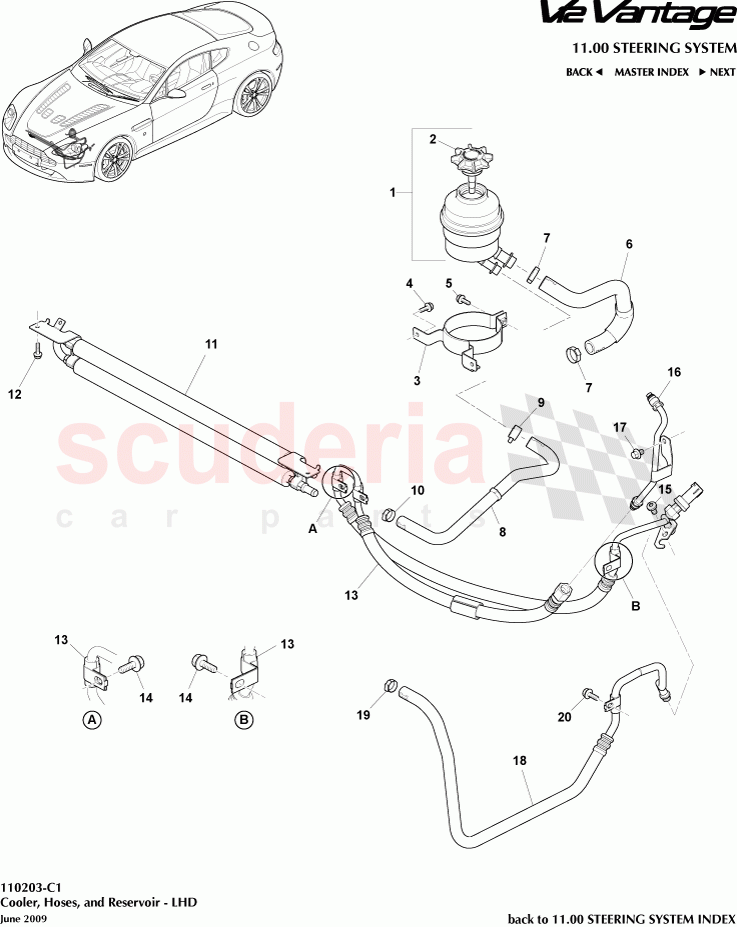 Cooler, Hoses and Reservoir (LHD) of Aston Martin Aston Martin V12 Vantage