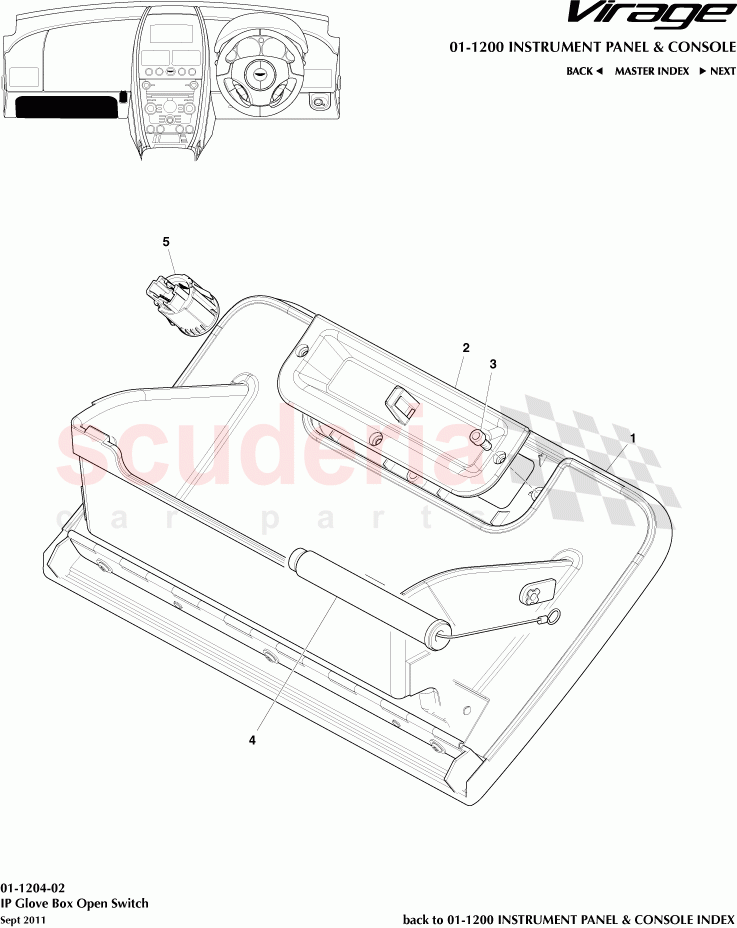 IP Glove Box Open Switch of Aston Martin Aston Martin Virage