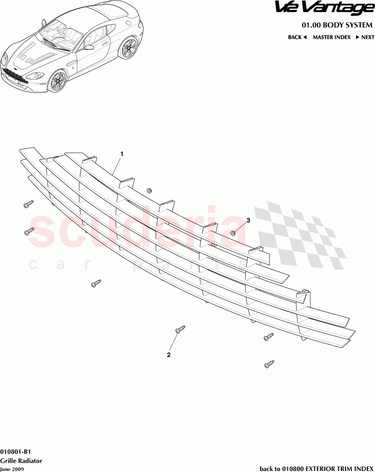 Grille Radiator of Aston Martin Aston Martin V12 Vantage