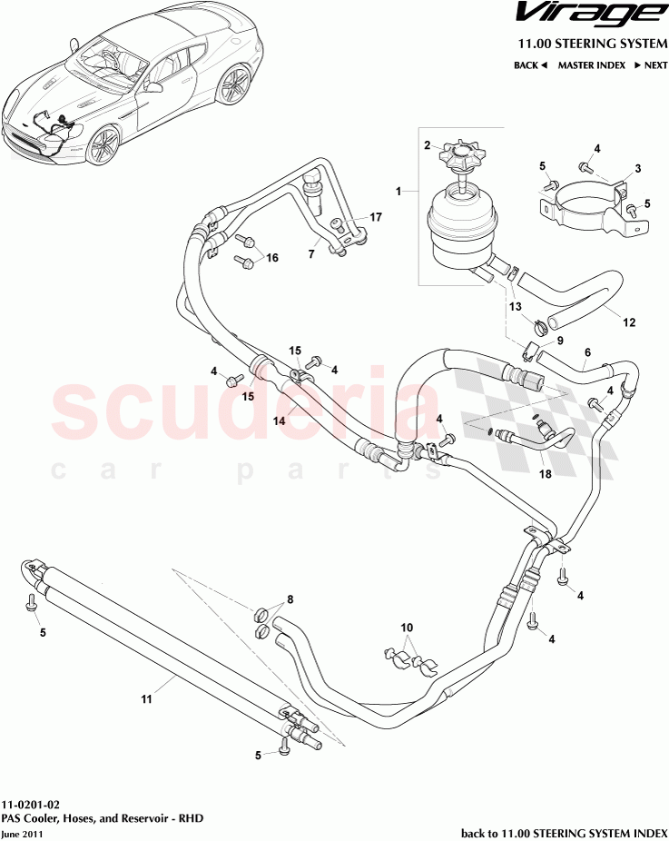 PAS Cooler, Hoses, and Reservoir (RHD) of Aston Martin Aston Martin Virage