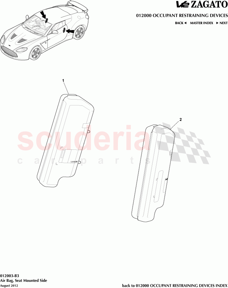 Air Bag, Seat Mounted Side of Aston Martin Aston Martin V12 Zagato