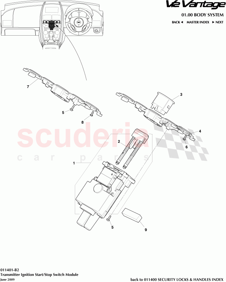 Transmitter Ignition Start / Stop Switch Module of Aston Martin Aston Martin V12 Vantage