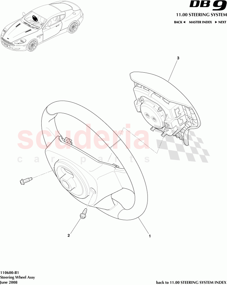 Steering Wheel Assembly of Aston Martin Aston Martin DB9 (2004-2012)
