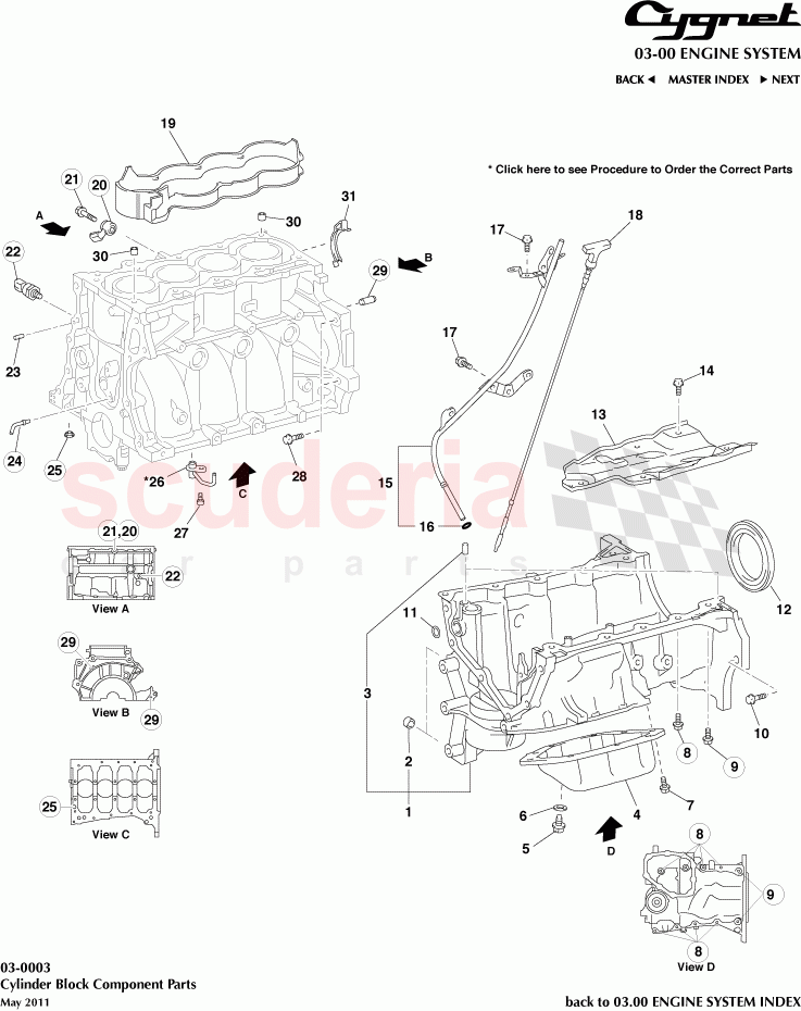 Cylinder Block Component Parts of Aston Martin Aston Martin Cygnet