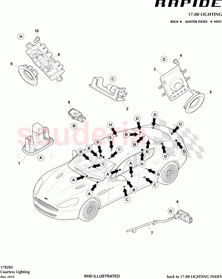 Courtesy Lighting of Aston Martin Aston Martin Rapide