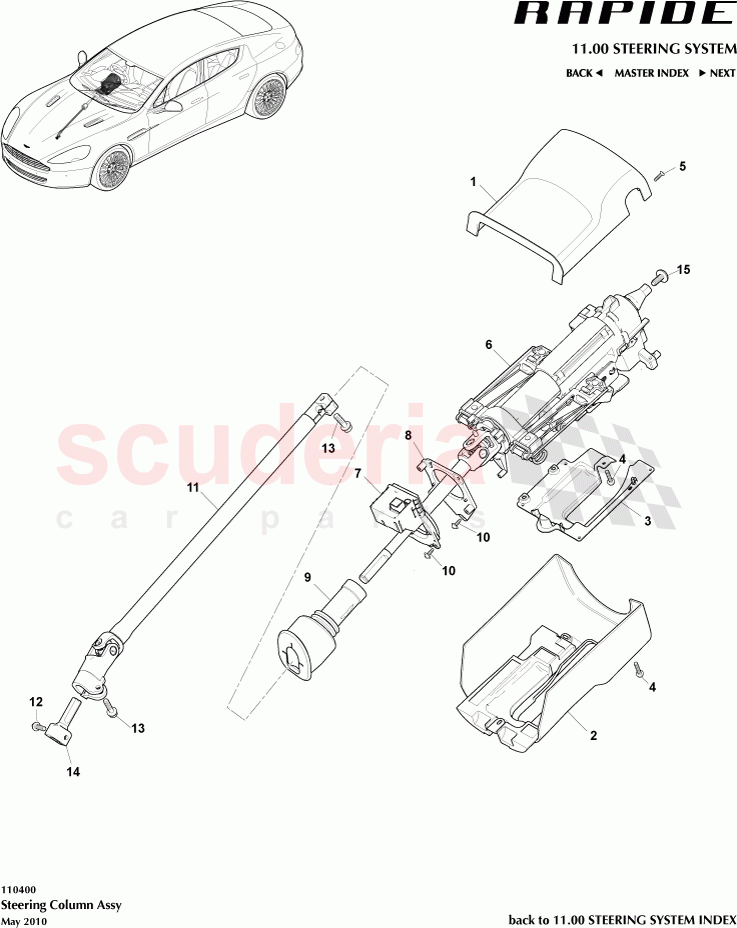 Steering Column Assembly of Aston Martin Aston Martin Rapide