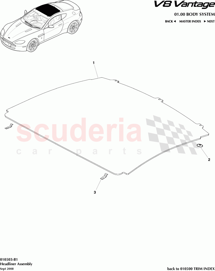 Headliner Assembly of Aston Martin Aston Martin V8 Vantage