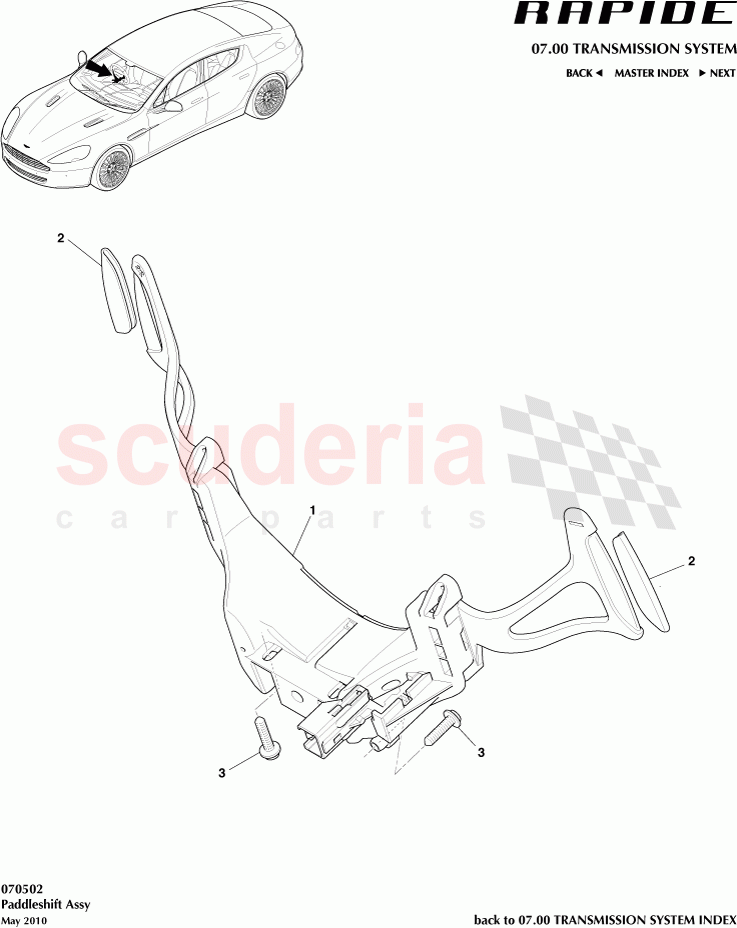 Paddleshift Assembly of Aston Martin Aston Martin Rapide