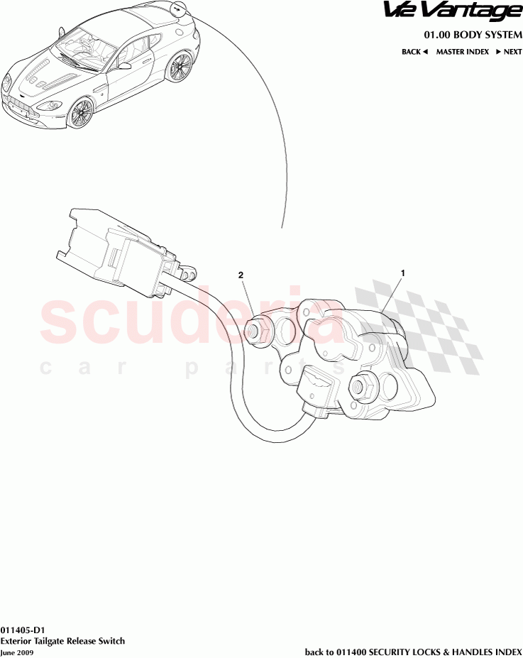 Exterior Tailgate Release Switch of Aston Martin Aston Martin V12 Vantage