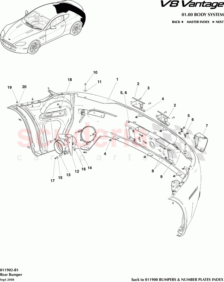 Rear Bumper of Aston Martin Aston Martin V8 Vantage