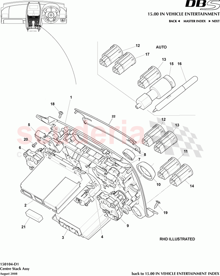 Centre Stack Assembly of Aston Martin Aston Martin DBS V12