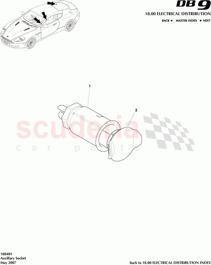 Auxillary Socket of Aston Martin Aston Martin DB9 (2004-2012)