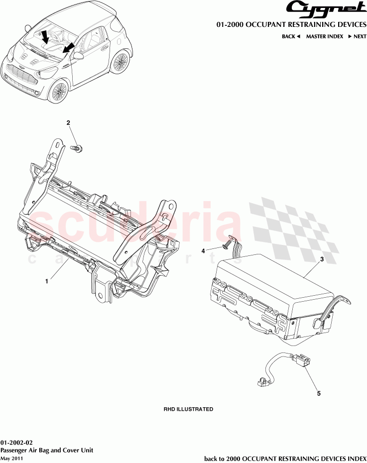 Passenger Air Bag and Cover Unit of Aston Martin Aston Martin Cygnet