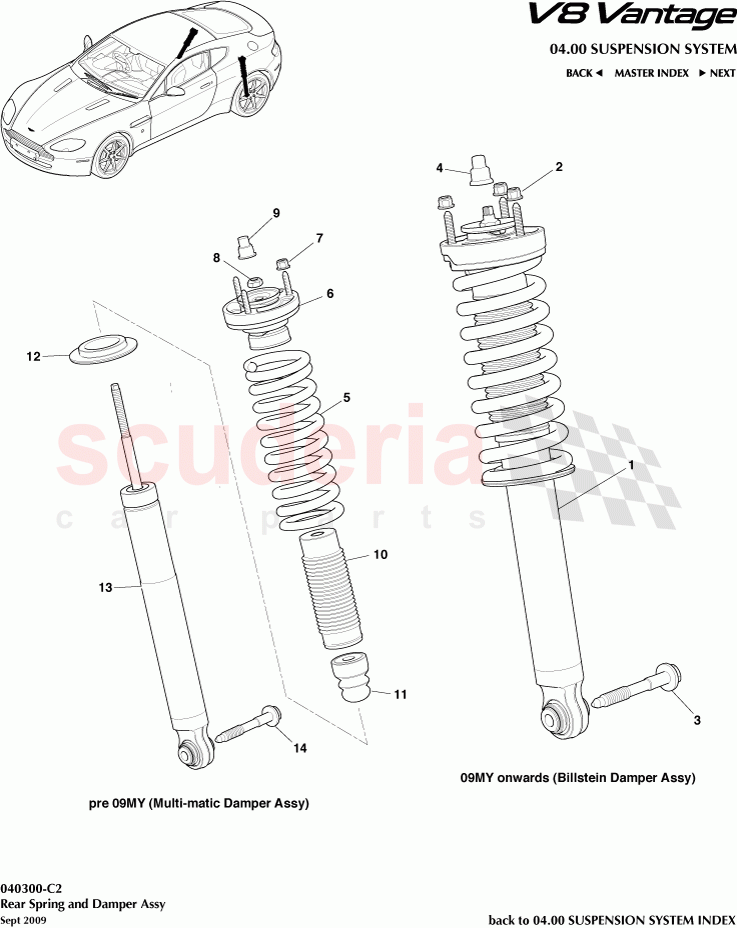 Rear Spring and Damper Assembly of Aston Martin Aston Martin V8 Vantage