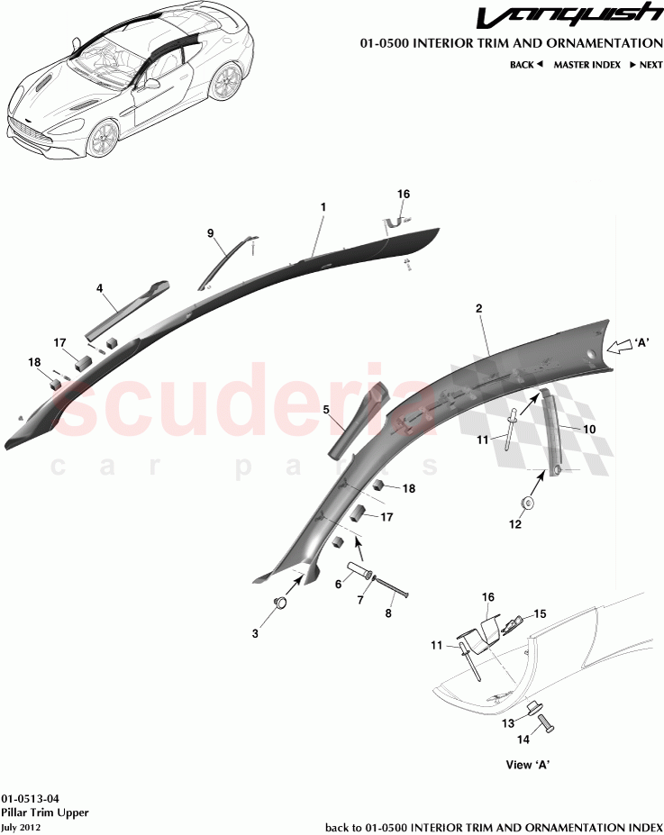 Pillar Trim Upper of Aston Martin Aston Martin Vanquish (2012+)