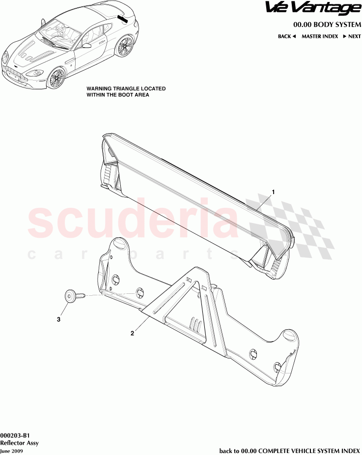 Reflector Assembly of Aston Martin Aston Martin V12 Vantage