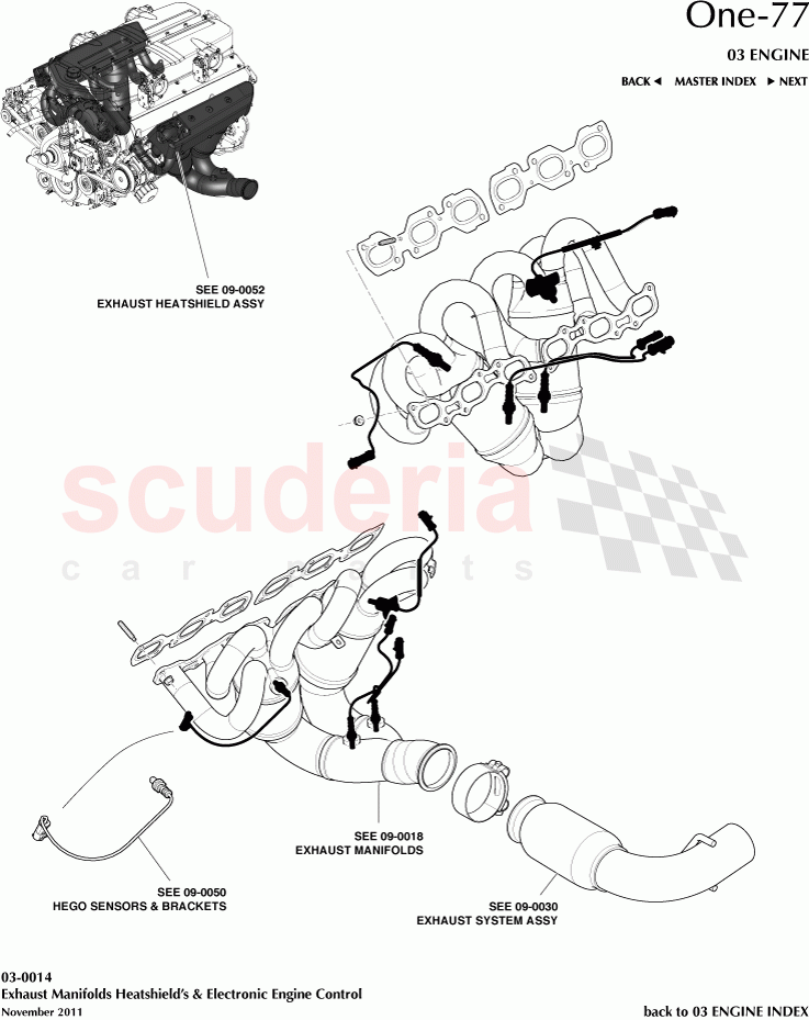 Exhaust Manifolds Heatshield's & Electronic Engine Control of Aston Martin Aston Martin One-77