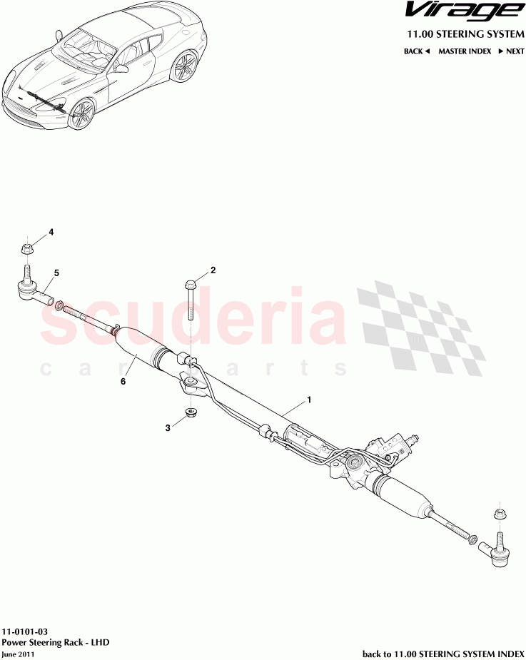 Power Steering Rack (LHD) of Aston Martin Aston Martin Virage