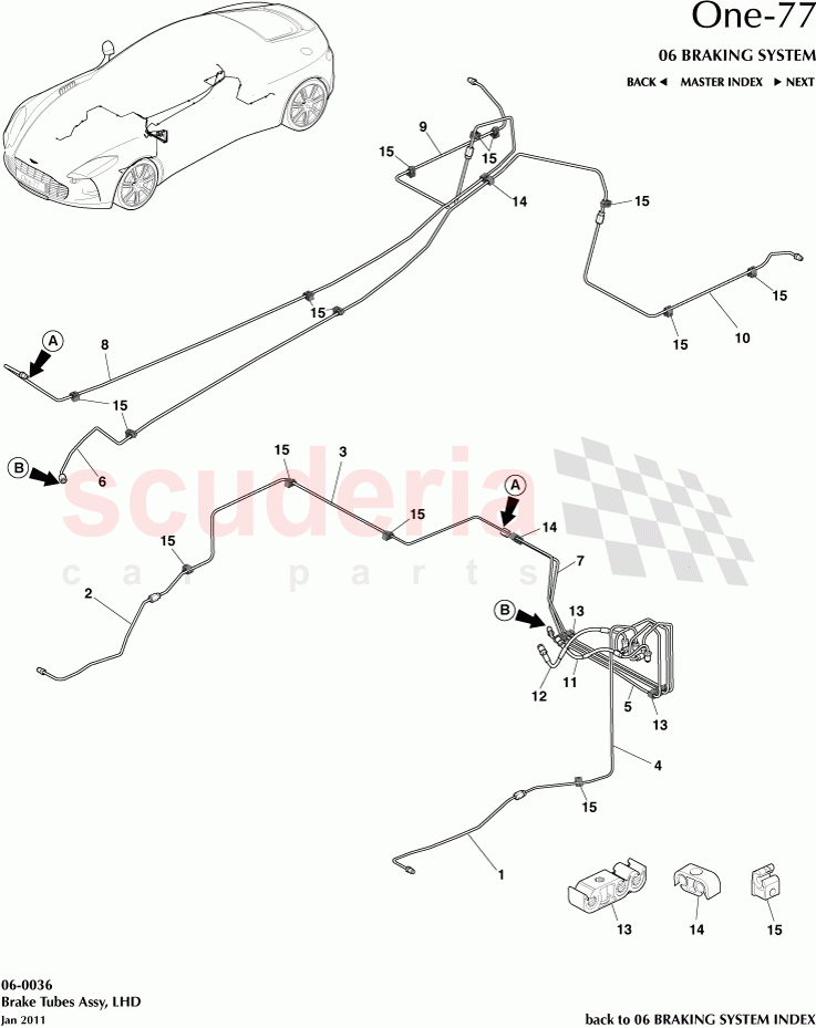 Brake Tubes Assembly, LHD of Aston Martin Aston Martin One-77