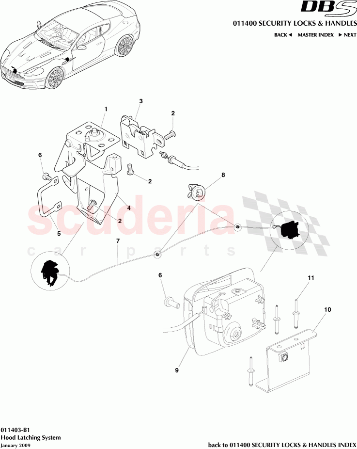 Hood Latching System of Aston Martin Aston Martin DBS V12