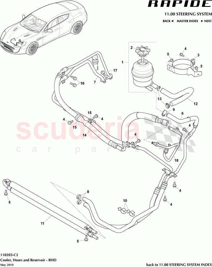 Cooler, Hoses and Reservoir (RHD) of Aston Martin Aston Martin Rapide