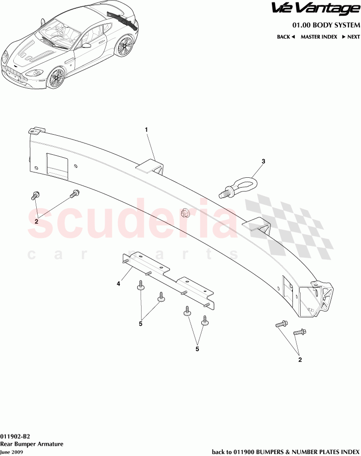 Rear Bumper Armature of Aston Martin Aston Martin V12 Vantage