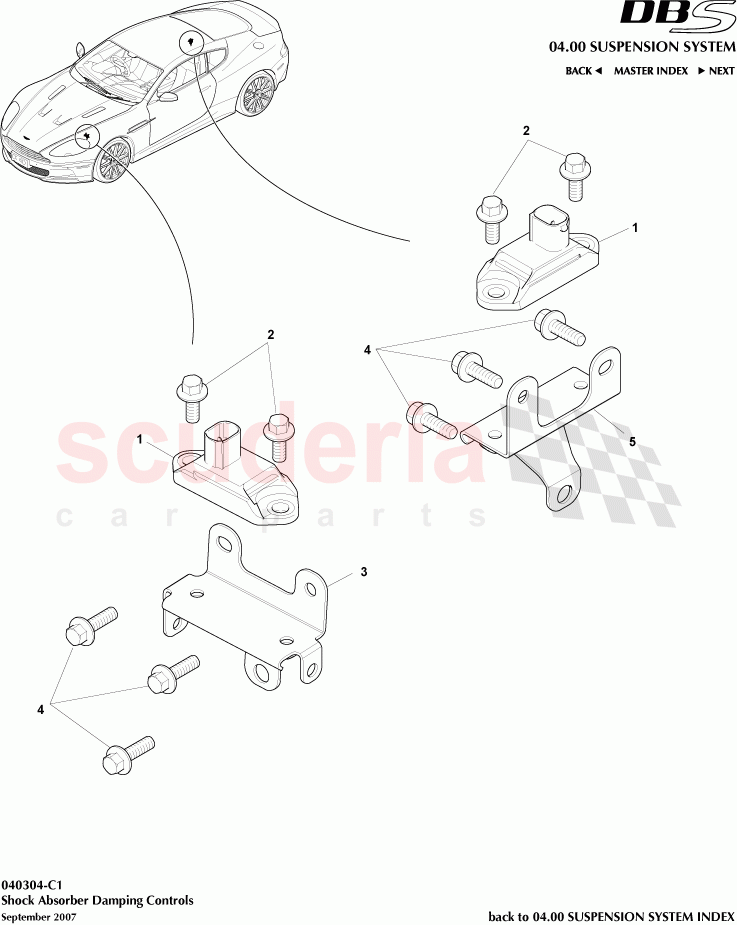 Shock Absorber Damping Controls of Aston Martin Aston Martin DBS V12