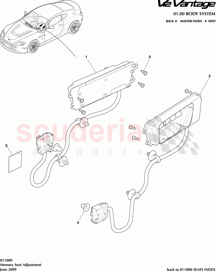 Memory Seat Adjustment of Aston Martin Aston Martin V12 Vantage