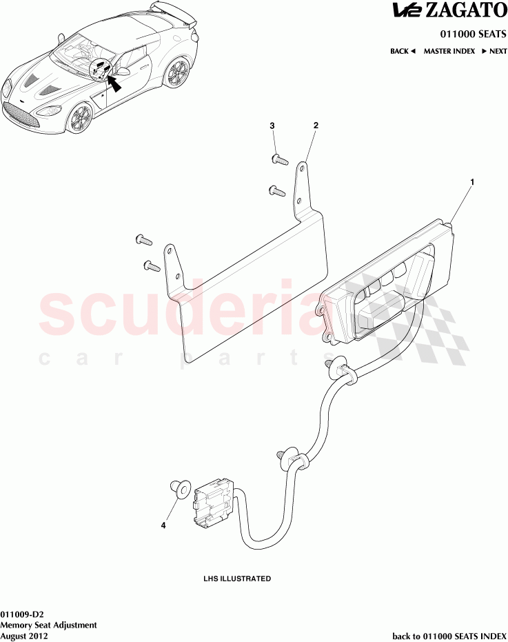 Memory Seat Adjustment of Aston Martin Aston Martin V12 Zagato