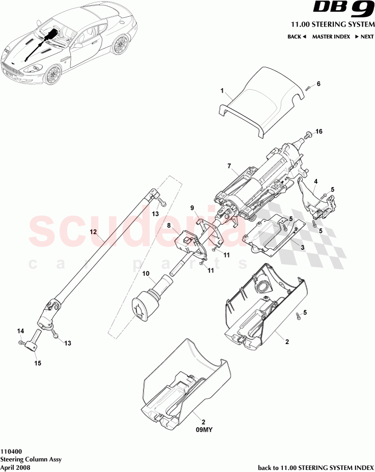 Steering Column Assembly of Aston Martin Aston Martin DB9 (2004-2012)