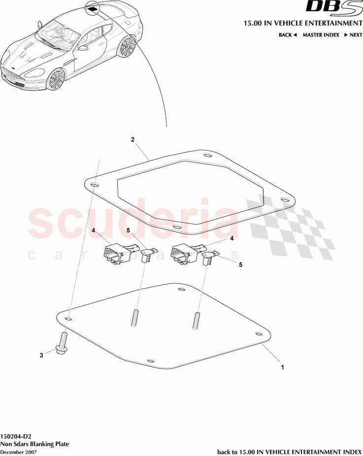 Non Sdars Blanking Plate of Aston Martin Aston Martin DBS V12