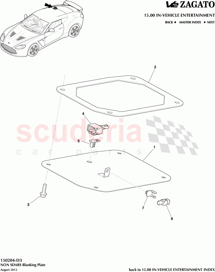 NON SDARS Blanking Plate of Aston Martin Aston Martin V12 Zagato