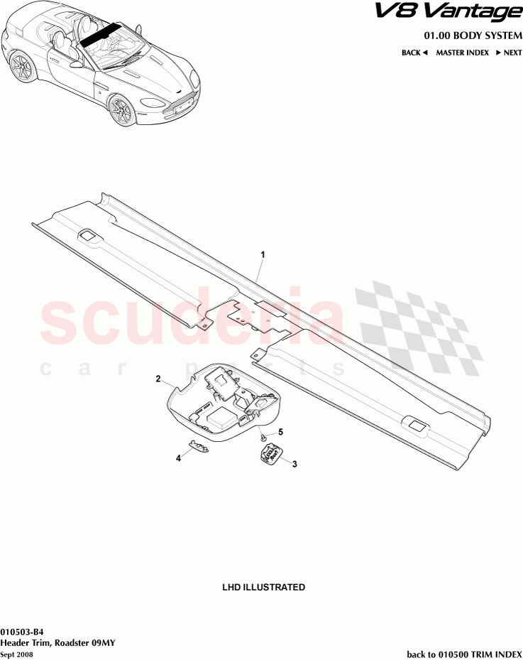 Header Trim (Roadster) (2009) of Aston Martin Aston Martin V8 Vantage