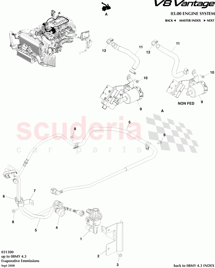 Evaporative Emmissions of Aston Martin Aston Martin V8 Vantage