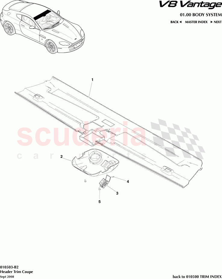 Header Trim Coupe of Aston Martin Aston Martin V8 Vantage
