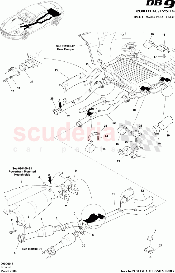 Exhaust of Aston Martin Aston Martin DB9 (2004-2012)