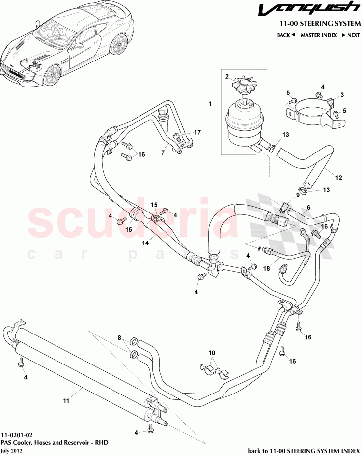 PAS Cooler, Hoses, and Reservoir - RHD of Aston Martin Aston Martin Vanquish (2012+)