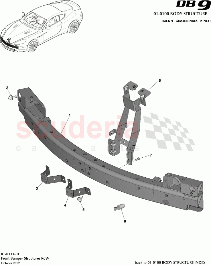 Front Bumper Structures RoW of Aston Martin Aston Martin DB9 (2013-2016)