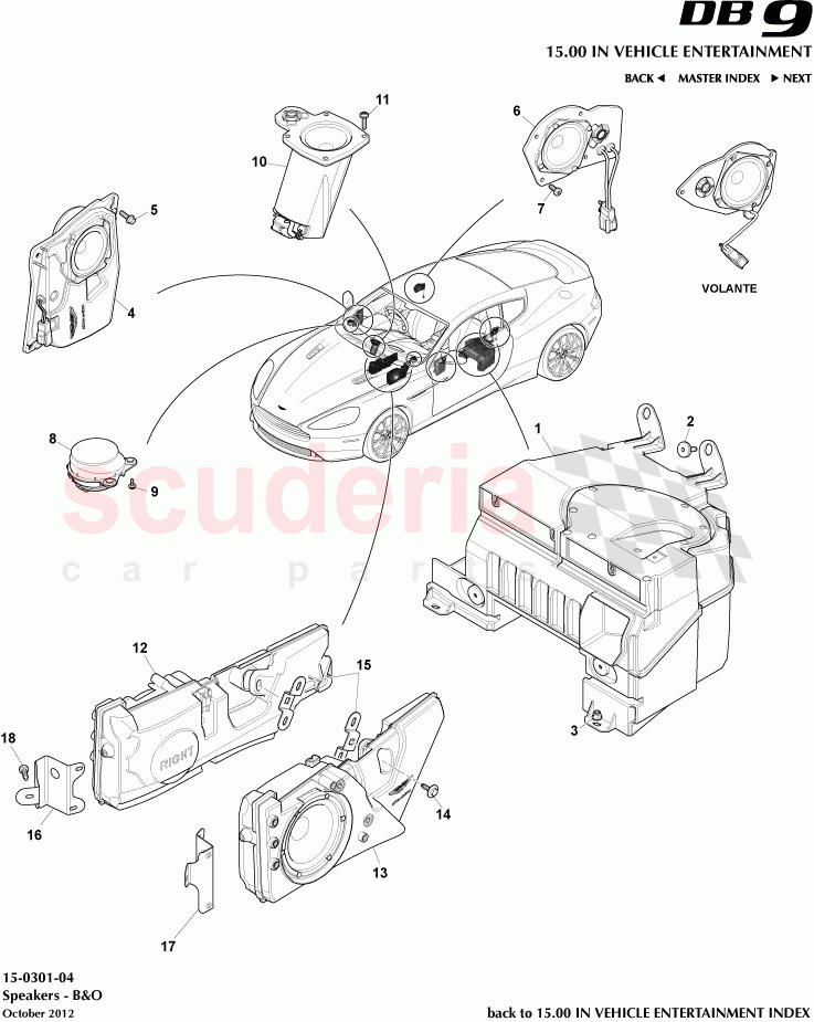 Speakers - B&O of Aston Martin Aston Martin DB9 (2013-2016)