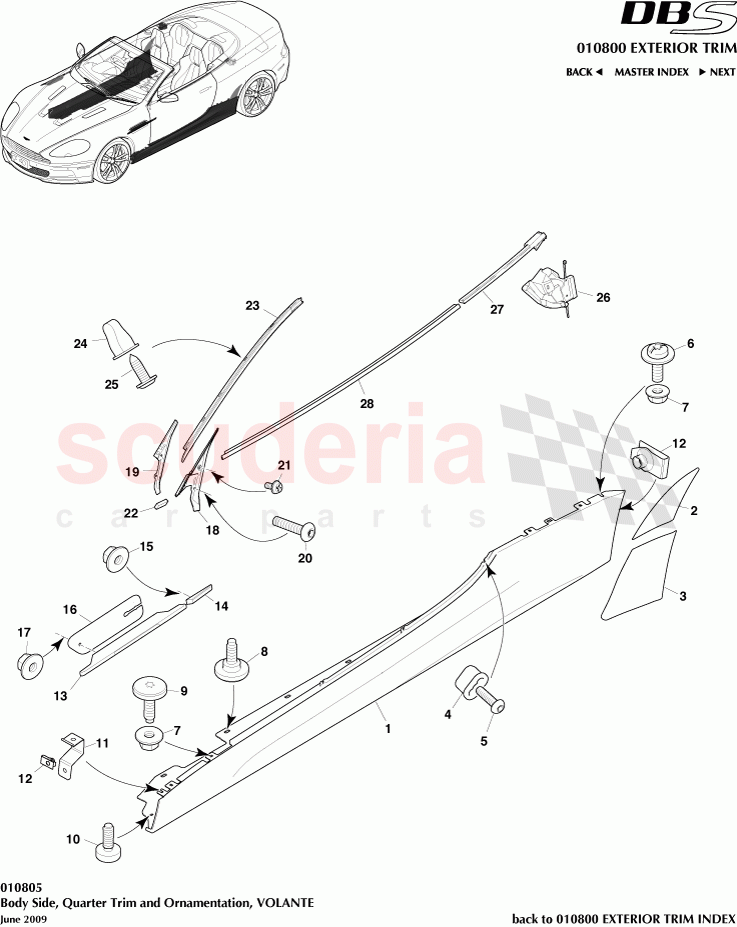 Body Side Quarter Trim and Ornamentation (Volante) of Aston Martin Aston Martin DBS V12