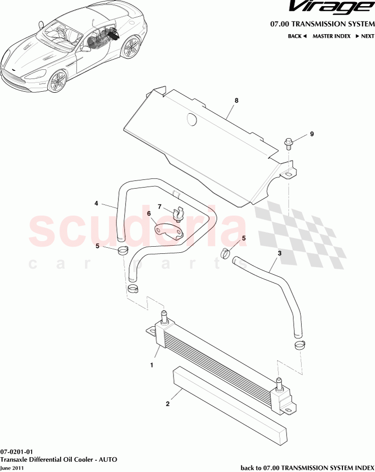 Transaxle Differential Oil Cooler (Auto) of Aston Martin Aston Martin Virage