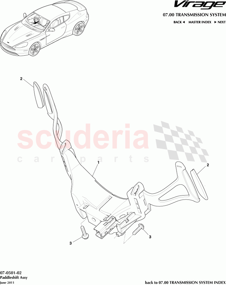 Paddleshift Assembly of Aston Martin Aston Martin Virage