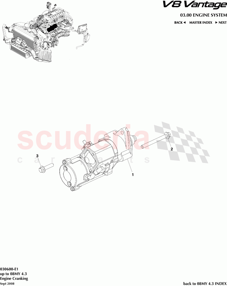 Engine Cranking of Aston Martin Aston Martin V8 Vantage