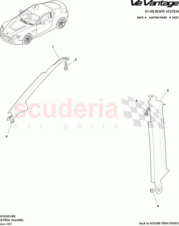 B Pillar Assembly of Aston Martin Aston Martin V12 Vantage